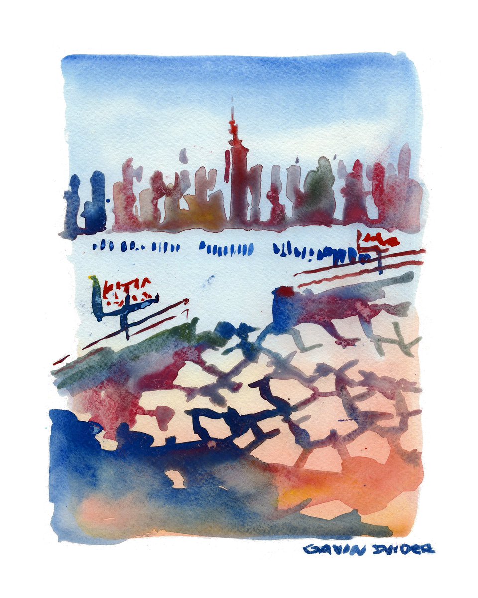 I spent the summer painting skylines with <a href="/gethappymedium/">gethappymedium</a>. Here are five studies from the Greenpoint waterfront workshop, painted once a month from June through October.