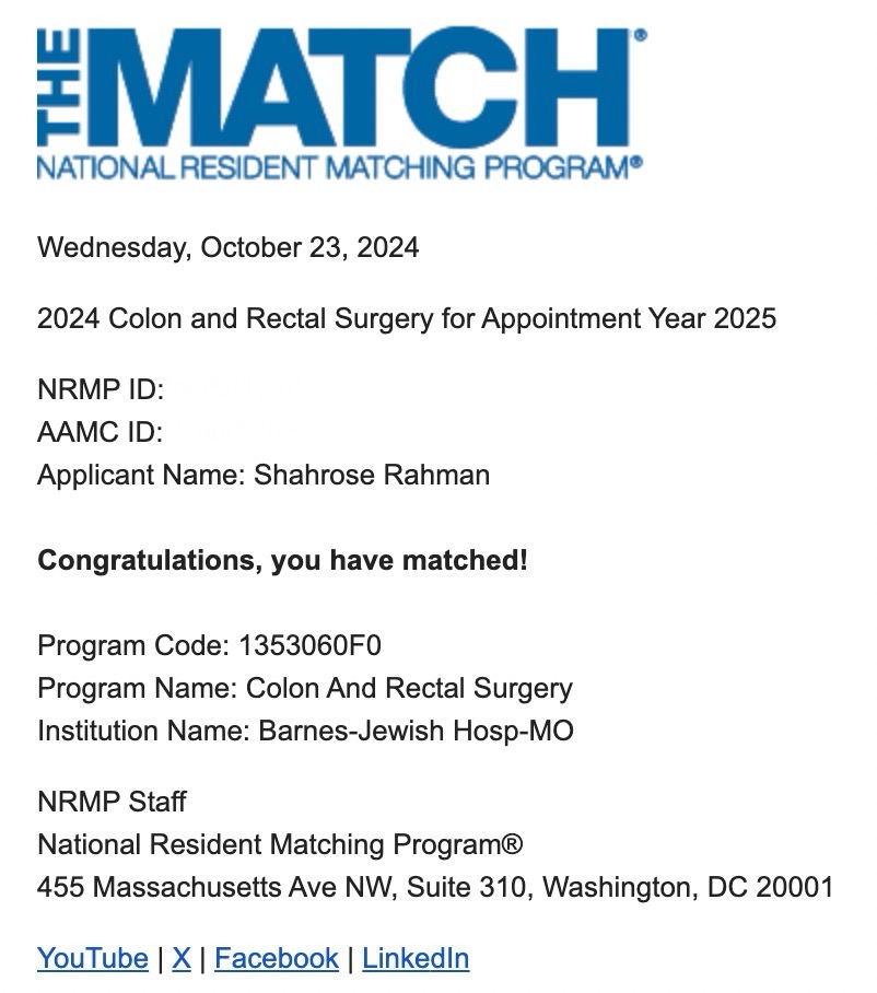 Been waiting for Match Day for so long! So excited to have matched <a href="/WashUColorectal/">WashU Medicine Section of Colon & Rectal Surgery</a> for Fellowship!! I am beyond grateful to my amazing mentors @OHSUsurgery, <a href="/tsikitis/">V. Liana Tsikitis</a> <a href="/KimLu66417606/">Kim Lu</a> <a href="/MarkWhitefordMD/">Mark Whiteford</a> <a href="/SandyFang7/">Sandy Fang</a> for helping make my dreams come true!