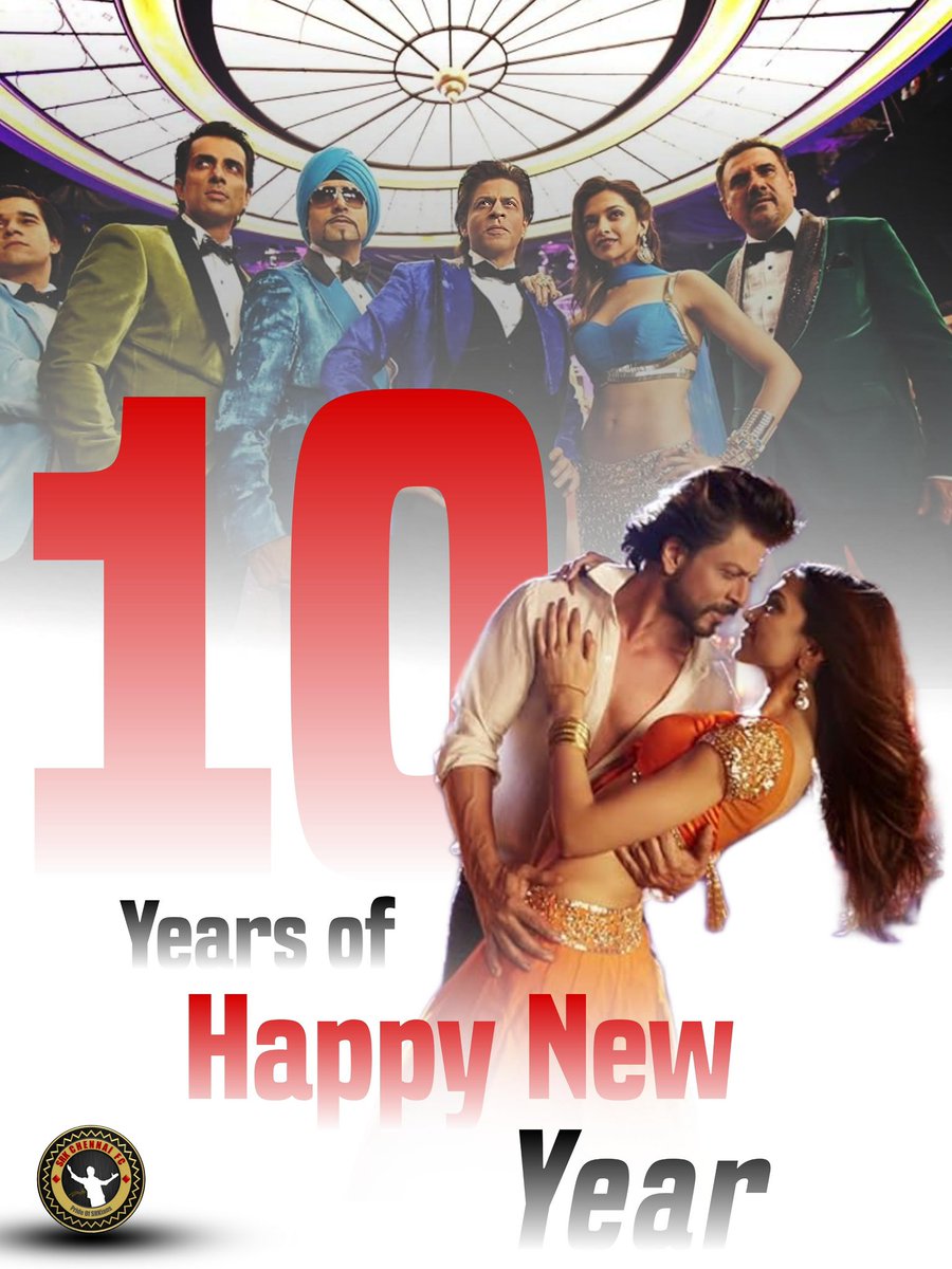 SRKCHENNAIFC's tweet photo. โค๏ธ Celebrating
#10YearsOfHappyNewYear
#10YearsOfHNY โค๏ธ
Starring: @iamsrk, @deepikapadukone, @juniorbachchan, @SonuSood, @bomanirani & @TheVivaanShah
Direction ๐ฅ: @TheFarahKhan
@RedChilliesEnt https://t.co/iW1IElt5Bd