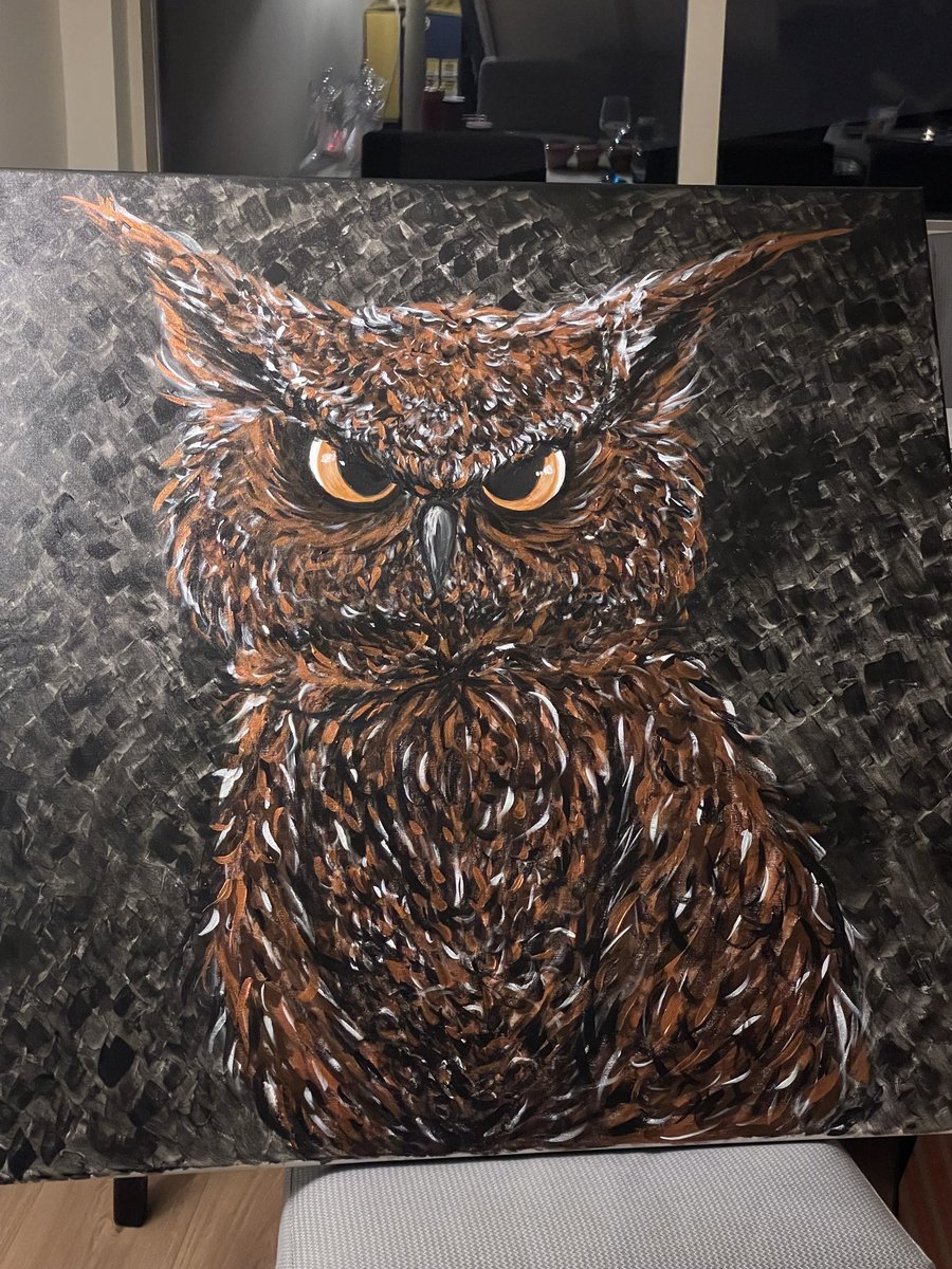 MilasPrivateX's tweet photo. My Owl painting I made a few years ago! 🦉 https://t.co/azHZbkyph9