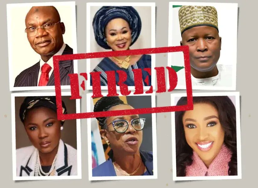 NGReporter's tweet photo. Tinubu Sacks Six Ministers, Appoints New Nominees and Restructures Ministries -  https://t.co/1leYFQ4ViX https://t.co/VMsKK3v7bx