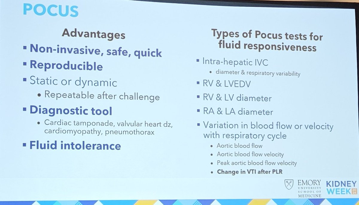 lluncornefro's tweet photo. Manejo de Fluidos💧 en px críticos Dr Michael Connor
✔️Sobrecarga de volumen produce LRA⛑️‼️
✔️Monitoreo hemodinámico es necesario⏩️ Utilidad del #POCUS🩺🎥
✔️Diuréticos 💊 no son nefrotoxicos🚫, la sobrecarga volumen sí ⛑️‼️
#KidneyWk #PreCourse #CriticalCareNephrology https://t.co/RnN5T7vgEm
