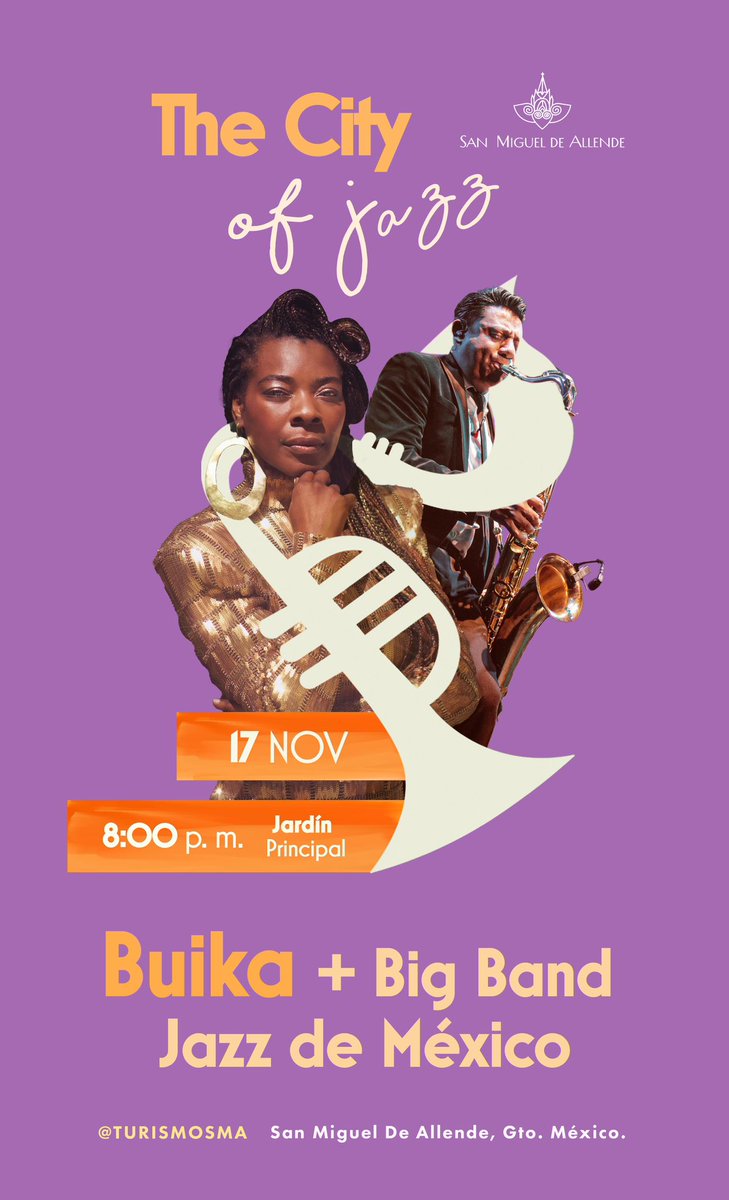 México, nos vemos el día 17 de noviembre con @bigbandjazzmx en el The City of jazz

@turismosma

#buikamusic #bigbandjazzdemexico #sanmigueldeallende #mexico #jazz
