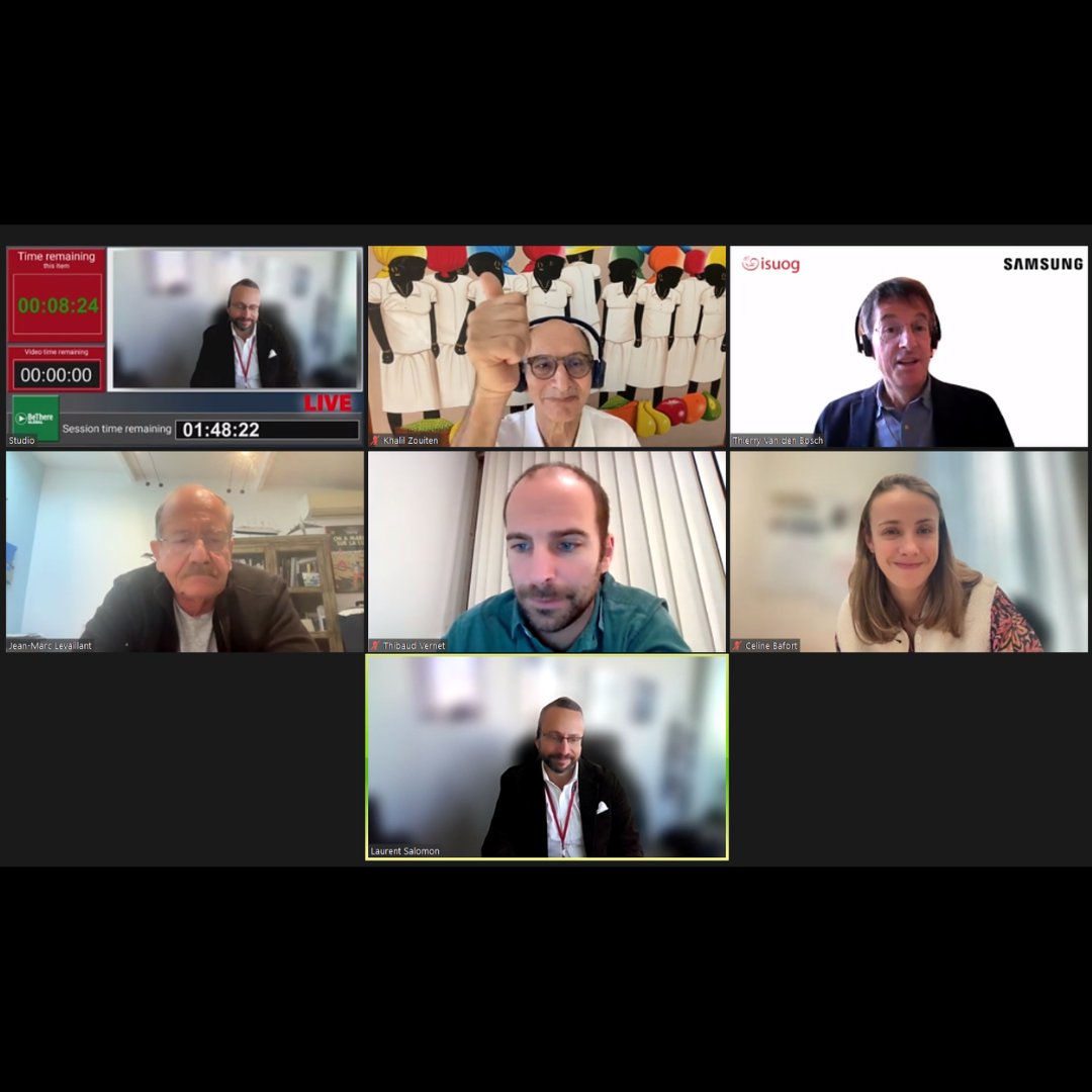 ISUOG's tweet photo. Our #ISUOGEducation webinar in French was a huge success! Fantastic presentations and discussions between Prof. Thierry Van den Bosch, Dr Jean-Marc Levaillant, Dr Celine Bafort, Dr Khalil Zouiten, & Dr Thibaud Vernet. You can catch the webinar on-demand for two months: https://t.co/WpjqNXKWO2 #LoveUltrasound