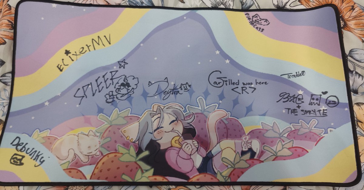 ElixerMV's tweet photo. I will be figuring out something with Spryte to giveaway this signed Deytra Mousepad! Needless to say it'll be acquired through some sort of donation method.

There's roughly 50% of [REDACTED] SMPs signatures on this bad boy!

Tune in 26th 4pm CST for a chance to win it! https://t.co/Ocv7uINu5G