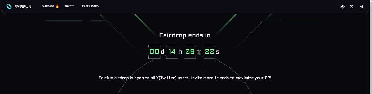 ‼️📷ENDING IN 14hrs   
Join Fairfun X user airdrop  
visit: fairfun.meme/airdrop?invite……
- Connect X account  
- Input $SOL address 
- Done.   
You can invite others. 
join fast if you wanna earn something special