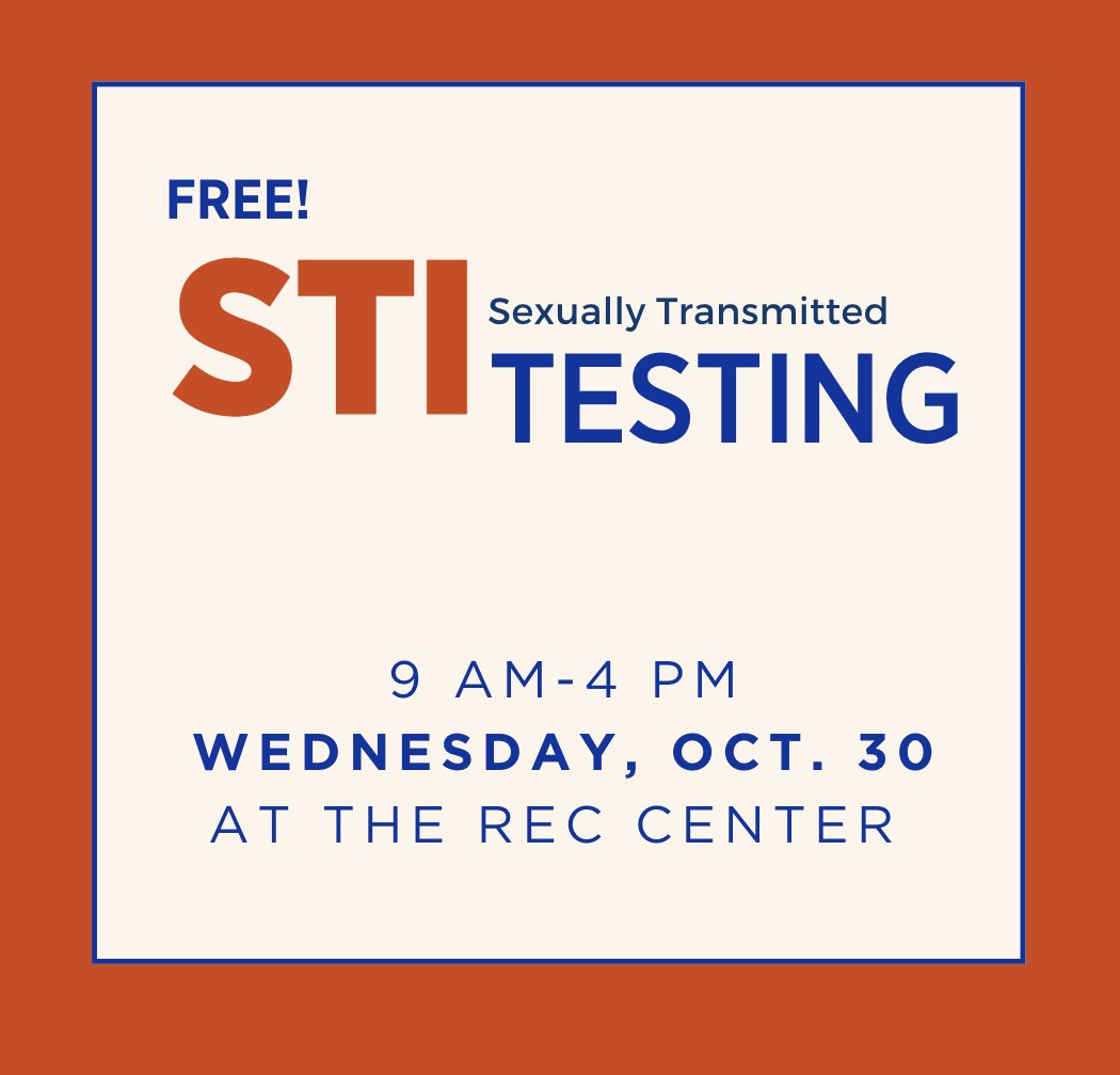 Your health matters! Get tested at our upcoming STI Testing Pop-up Clinic from 9 am-4 pm on Wednesday, Oct. 30. <a href="/BoiseStateRec/">Boise State Rec</a>

The first 40 people to register will get FREE testing. Walk-ins are welcome throughout the day. 

Learn more + register here:
boisestate.edu/wellness/event…