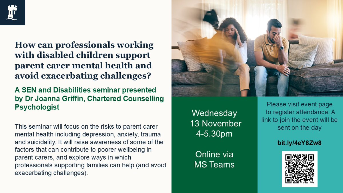 Dr Lauran Doak (@laurandoak) on Twitter photo Delighted to be welcoming <a href="/GriffinPsych/">Dr Joanna Griffin</a> to <a href="/UoNSoE/">UoN Education</a> to share her vital research about the mental health of parent carers of disabled children and how professionals can best support them. Online and free to register! #SEND Delighted to be welcoming <a href="/GriffinPsych/">Dr Joanna Griffin</a> to <a href="/UoNSoE/">UoN Education</a> to share her vital research about the mental health of parent carers of disabled children and how professionals can best support them. Online and free to register! #SEND