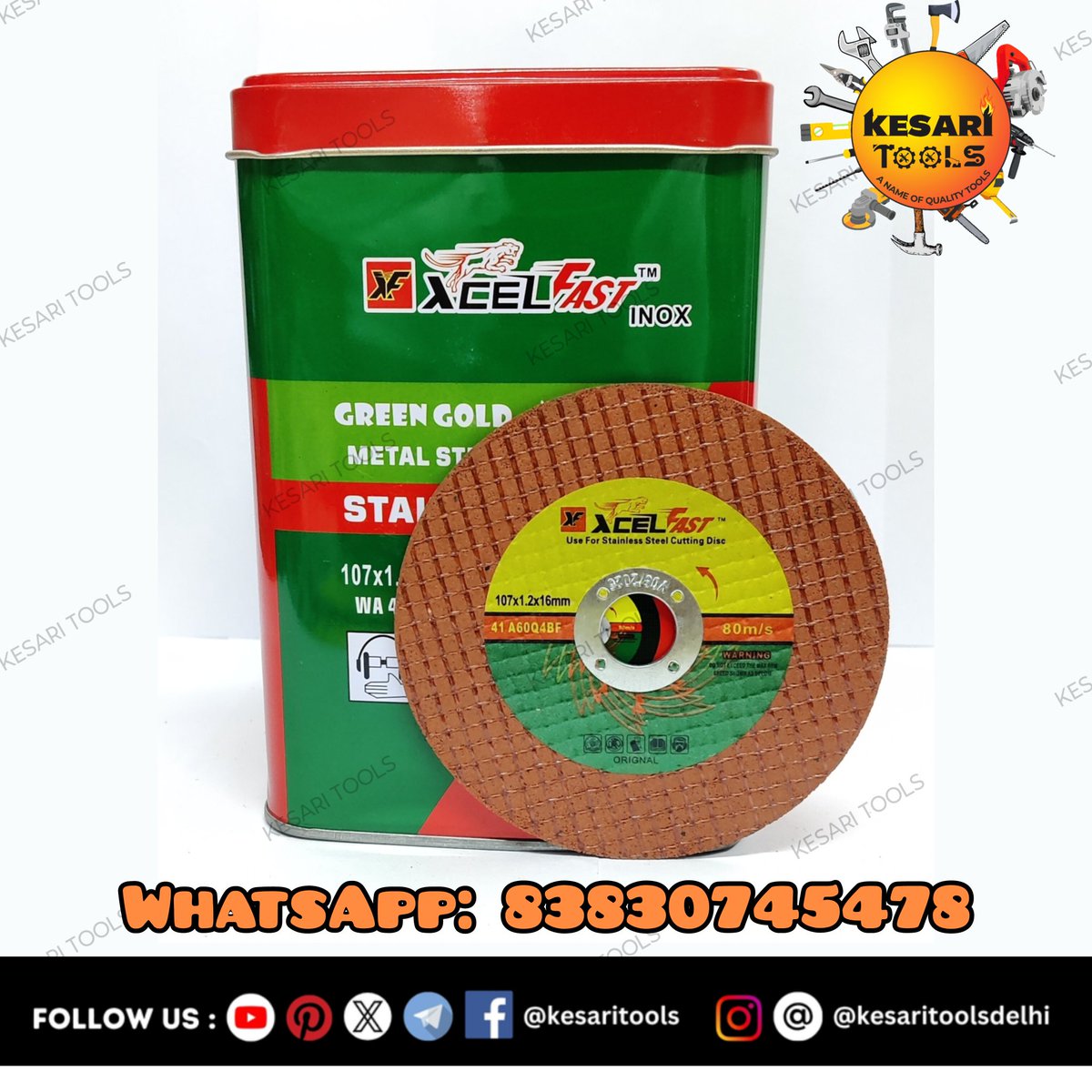kesaritools's tweet image. Premium Quality Cut off Wheel 4" Double Net Orange (Xcel Fast) Inox with 100pcs Tin Box Packing available @kesaritools 

WhatsApp: wa.me/918383074548

#cutoffwheel #cutoffwheel4inch #cutoffwheel4inchdoublenetorangexcelfastinox