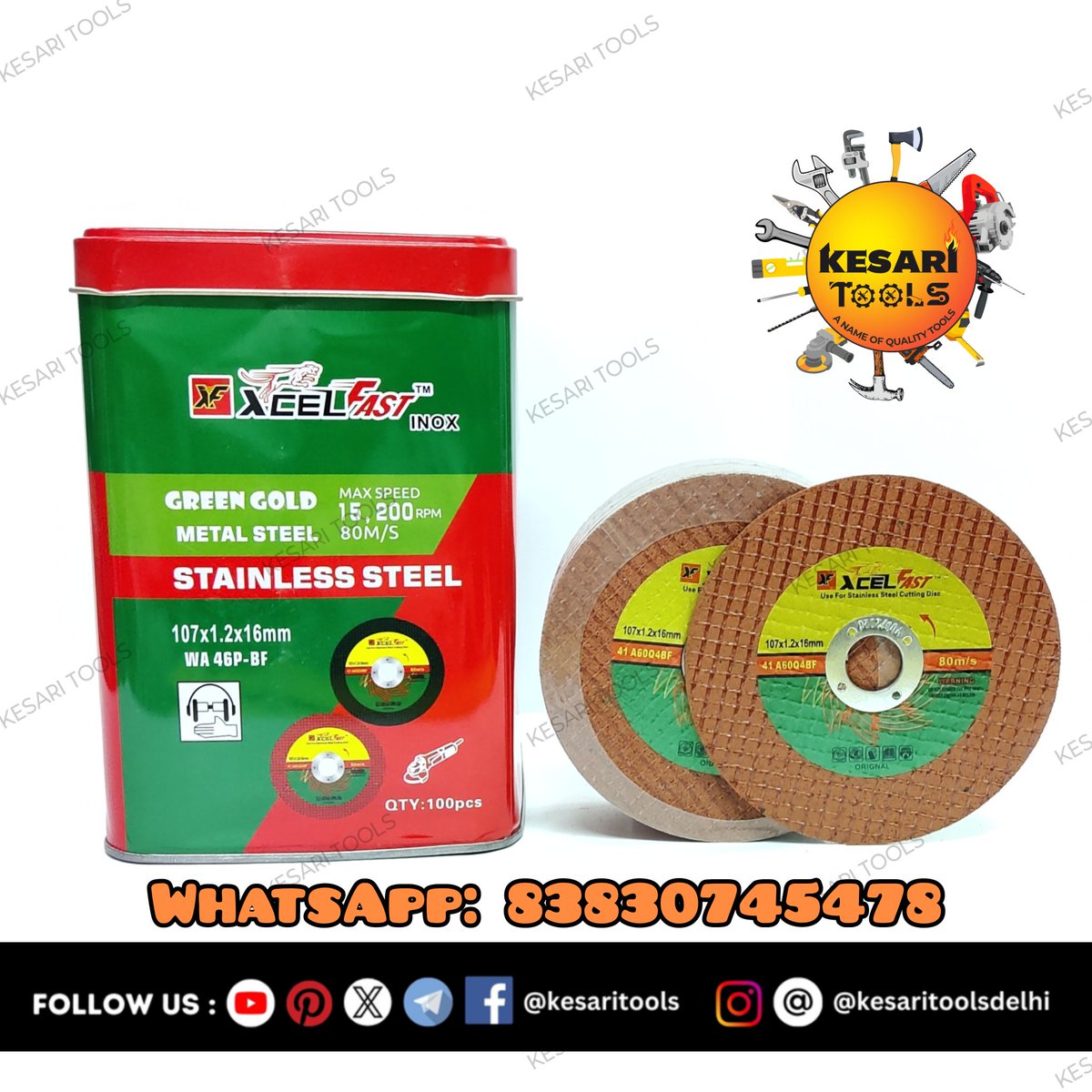 kesaritools's tweet image. Premium Quality Cut off Wheel 4" Double Net Orange (Xcel Fast) Inox with 100pcs Tin Box Packing available @kesaritools 

WhatsApp: wa.me/918383074548

#cutoffwheel #cutoffwheel4inch #cutoffwheel4inchdoublenetorangexcelfastinox