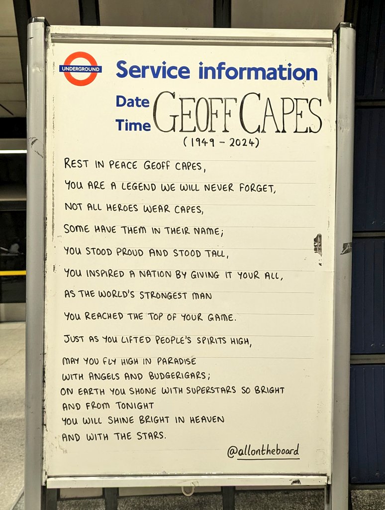 Rest in Peace Geoff Capes.
You will be forever loved and never forgotten. 
Thank you for lifting us all with your strength, determination and spirit.
Sending love to your family, friends and fans all over the world. 
#GeoffCapes