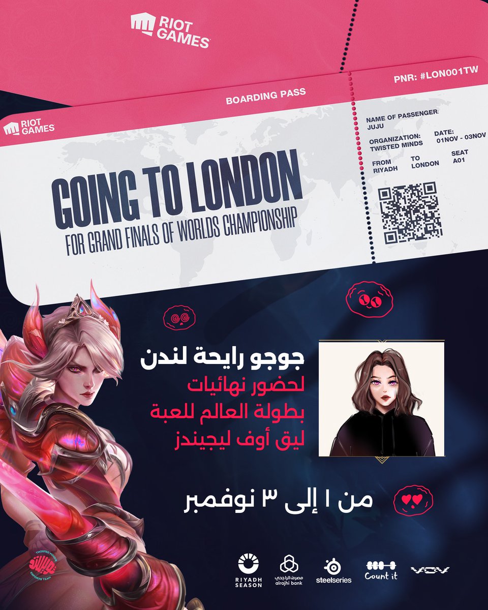 TwisMinds's tweet image. .@iijuju_ حسمتها! وفازت بتحدي The Grind! 😎🤝

بعد ٨ أسابيع متواصلة، جوجو فازت على باقي صناع المحتوى وبتروح لبطولة العالم لليق أوف ليجندز من ١-٣ نوفمبر 🩷

#TheGrind | #MEUnleashed | #TwistTheGame 🧠