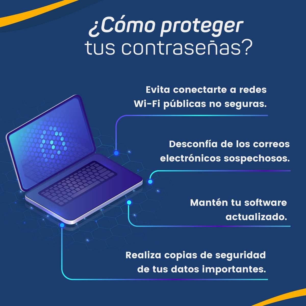DTIUdeC's tweet photo. Es fundamental que seas consciente de lo crucial que es tener una buena clave para proteger tu información, ya que esta es la primera línea de defensa ante cualquier intento de ciberestafa 🔍

#MesdelaCiberseguridadUdeC https://t.co/HW8QuXqMOX