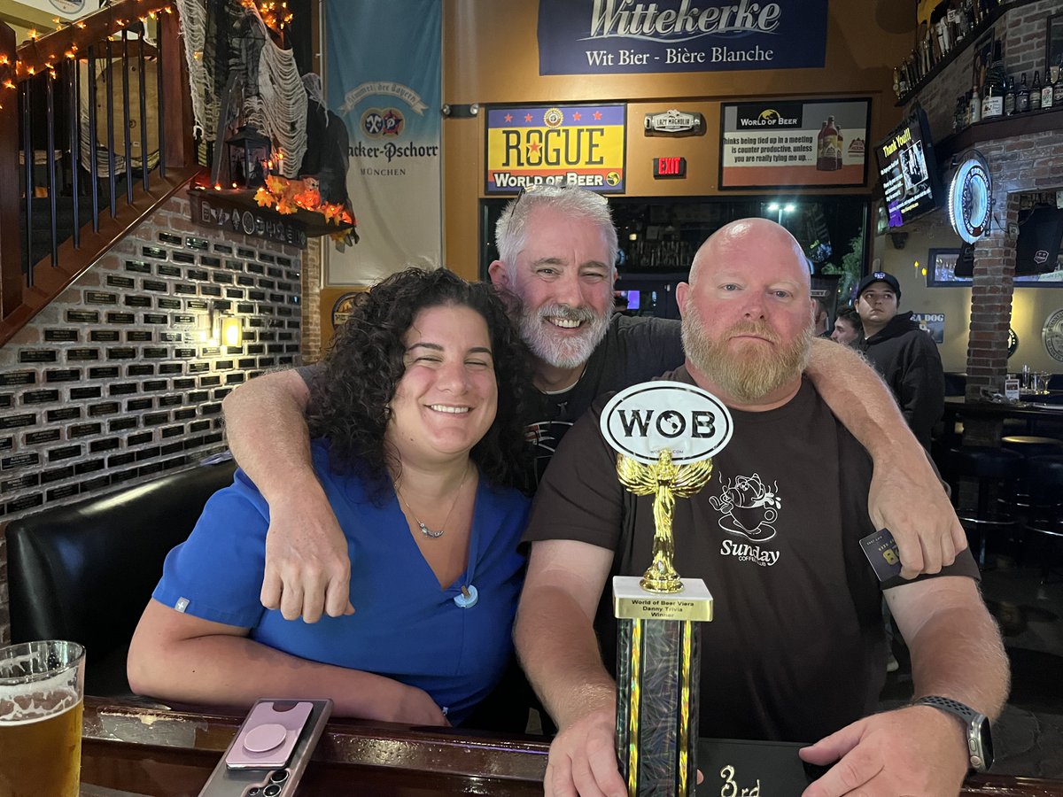 WOB_Viera's tweet photo. Yes we are open! Danny Trivia is tonight at 7:30pm. Free to play with a purchase of a beverage. The free answer is Knapping. Cheers1 #wobviera https://t.co/Fa5ePsjyiO