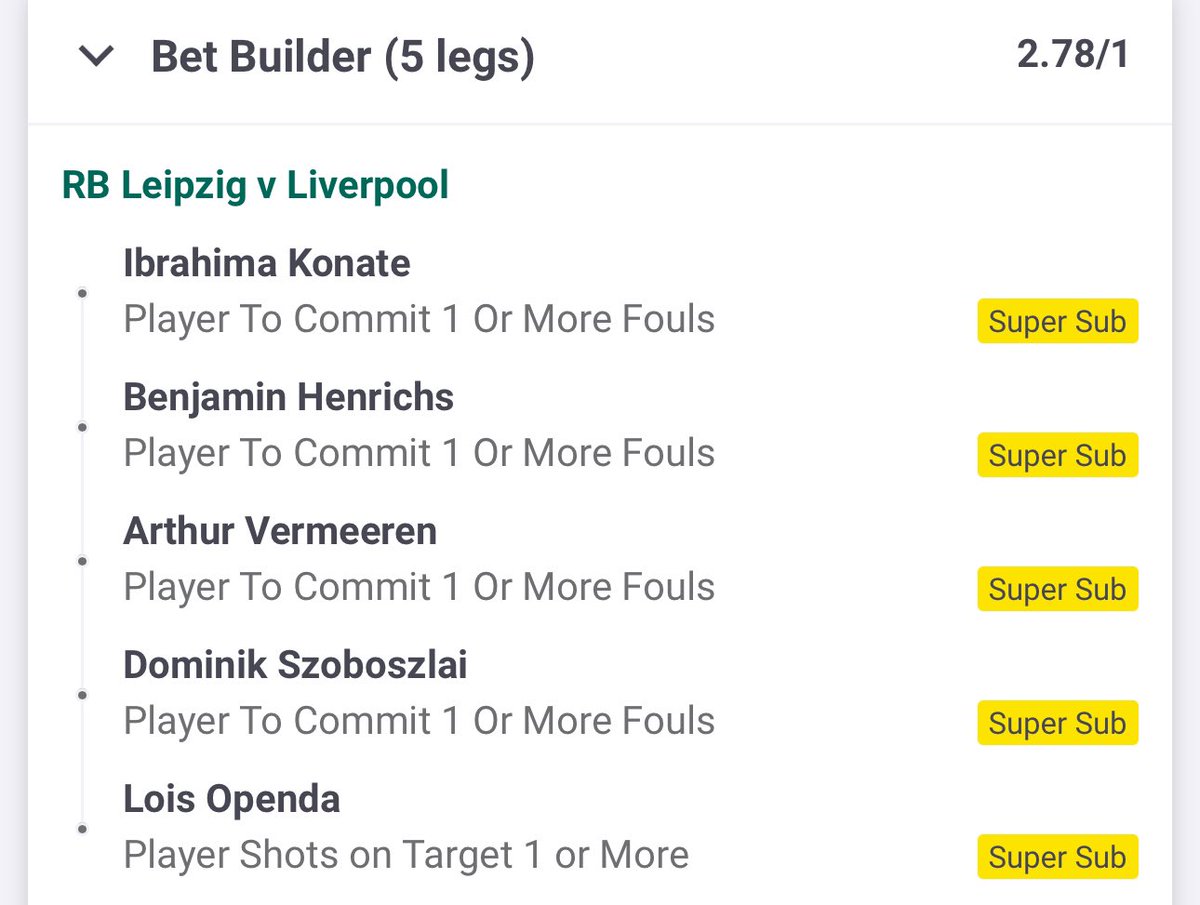 MCTIPSTERS's tweet photo. RB LEIPZIG🇩🇪VS🏴LIVERPOOL BET BUILDERS⚽️🟨🟥
Good luck!🔞
#LeipzigLiverpool
#ChampionsLeague
#GamblingX https://t.co/AoWXYXxdBU