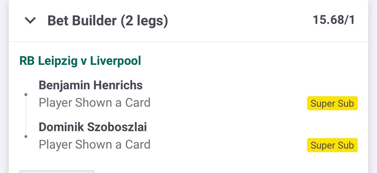 MCTIPSTERS's tweet photo. RB LEIPZIG🇩🇪VS🏴LIVERPOOL BET BUILDERS⚽️🟨🟥
Good luck!🔞
#LeipzigLiverpool
#ChampionsLeague
#GamblingX https://t.co/AoWXYXxdBU