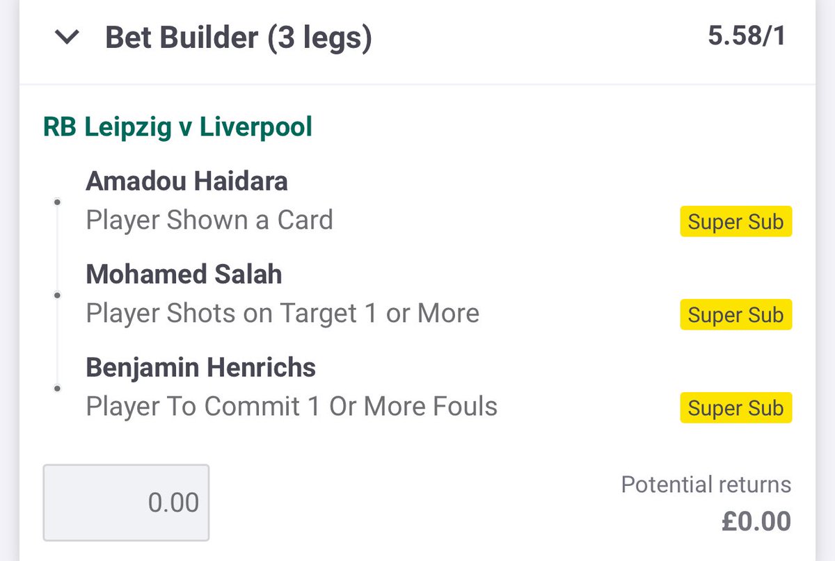 MCTIPSTERS's tweet photo. RB LEIPZIG🇩🇪VS🏴LIVERPOOL BET BUILDERS⚽️🟨🟥
Good luck!🔞
#LeipzigLiverpool
#ChampionsLeague
#GamblingX https://t.co/AoWXYXxdBU