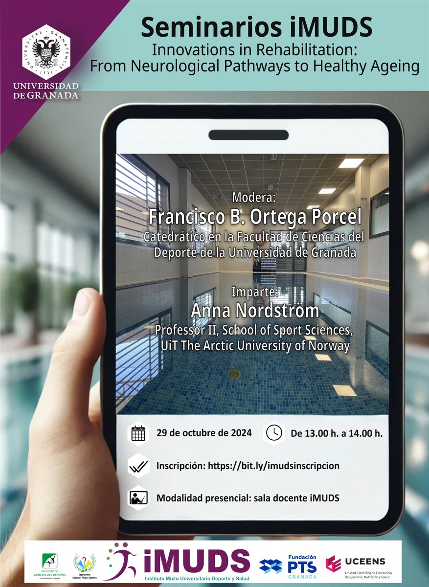 iMUDS (@imudscomunica) on Twitter photo No te pierdas este interesante seminario a cargo de:
👩🏫Anna Nordström (School of Sport Science, UiT The Arctic Univ. Norway)
🗣️: Francisco <a href="/ortegaporcel/">Francisco B. Ortega</a> (<a href="/Fac_Deporte_UGR/">Ciencias Deporte UGR</a>)
📍: iMUDS de <a href="/CanalUGR/">Universidad Granada</a>
🗓️29Oct⌚13h.
📝: bit.ly/imudsinscripci…
<a href="/imudscomunica/">iMUDS</a> #Ciencia #Deporte #Salud No te pierdas este interesante seminario a cargo de:
👩🏫Anna Nordström (School of Sport Science, UiT The Arctic Univ. Norway)
🗣️: Francisco <a href="/ortegaporcel/">Francisco B. Ortega</a> (<a href="/Fac_Deporte_UGR/">Ciencias Deporte UGR</a>)
📍: iMUDS de <a href="/CanalUGR/">Universidad Granada</a>
🗓️29Oct⌚13h.
📝: bit.ly/imudsinscripci…
<a href="/imudscomunica/">iMUDS</a> #Ciencia #Deporte #Salud