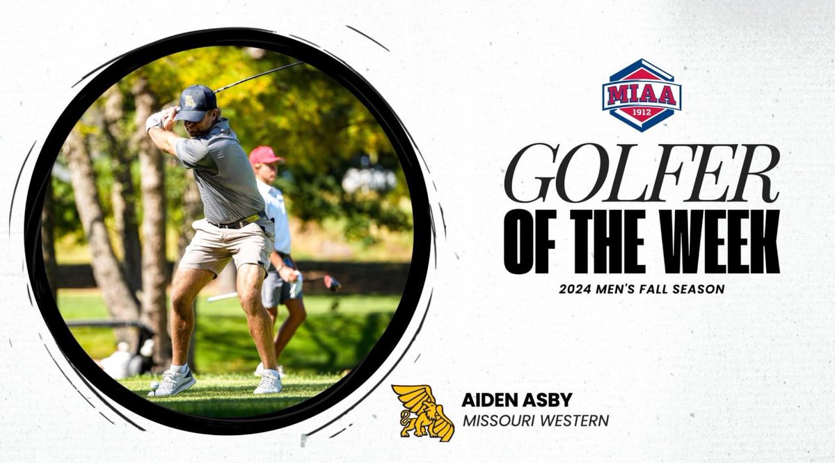 Missouri Western Athletics (@mwsugriffons) on Twitter photo โณ๏ธ NEWS: Capping off the Fall with an MIAA Nod ๐
Aiden Asby was named the MIAA Golfer of the Week following a first-place finish at the Washburn Invitational!
๐ฐ- bit.ly/3Ul053w
#BlackisGold๐ | #GriffUp๐ฆ
๐ฆ โณ๏ธ NEWS: Capping off the Fall with an MIAA Nod ๐
Aiden Asby was named the MIAA Golfer of the Week following a first-place finish at the Washburn Invitational!
๐ฐ- bit.ly/3Ul053w
#BlackisGold๐ | #GriffUp๐ฆ
๐ฆ