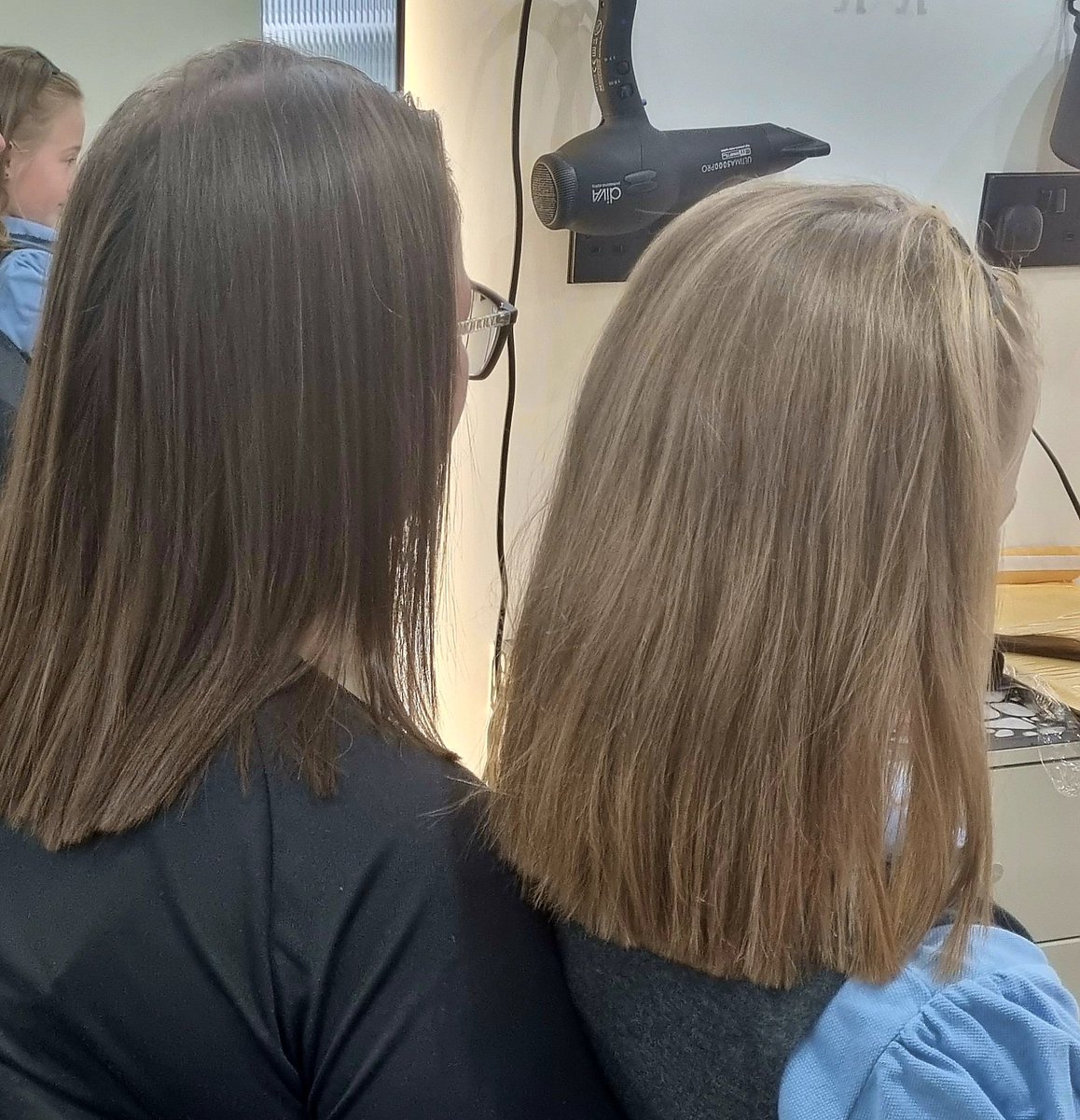 So this happened today...
After 5 years of growing our hair, myself and Maisy got our hair cut to donate to the Little Princess Trust so it can be made into wigs for a child with cancer. 
I donated 15 Inches 
Maisy donated 11 Inches 
We are also raising funds for <a href="/JacksJourneyCIO/">Jack's Journey CIO</a>