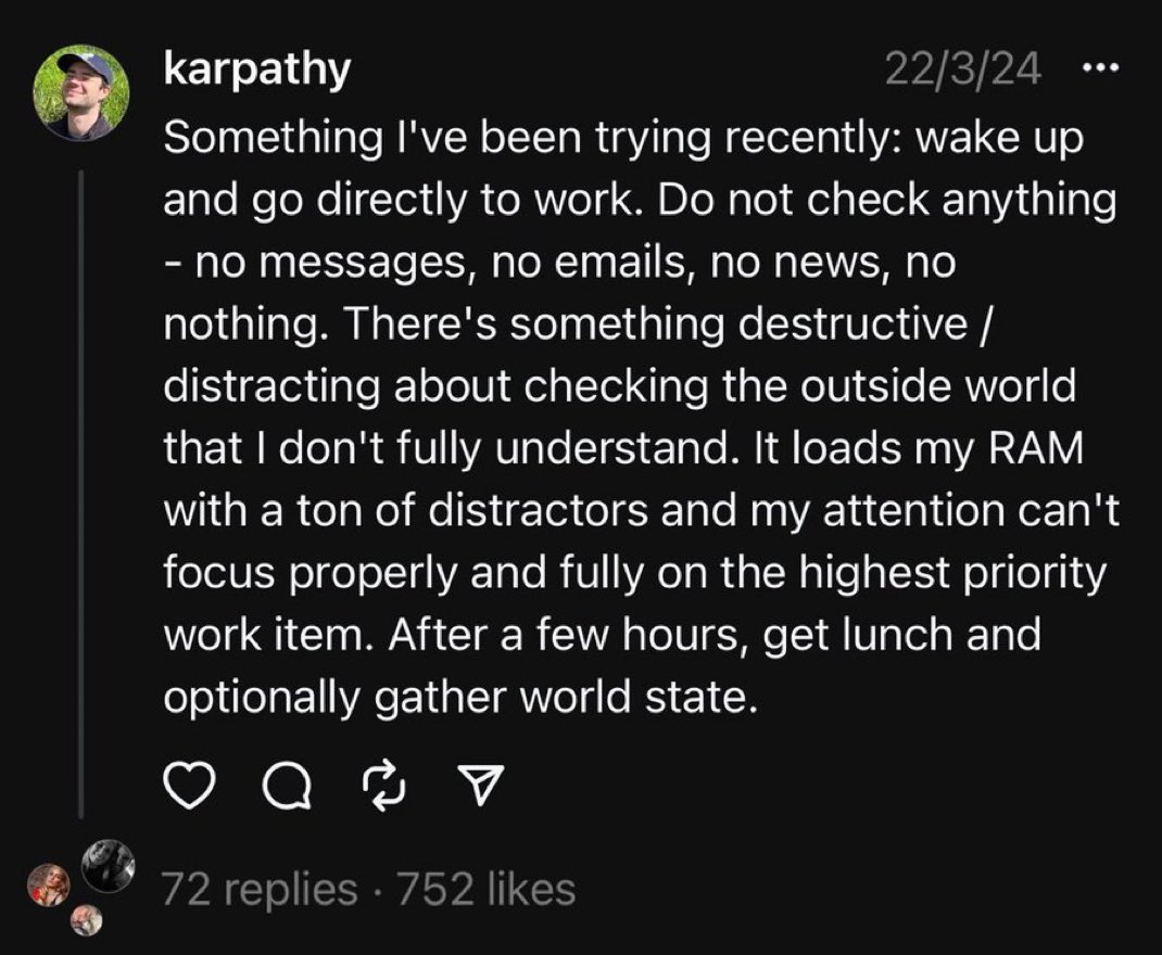 Makes you wonder how destructive opening Slack is to start the work day 🙈