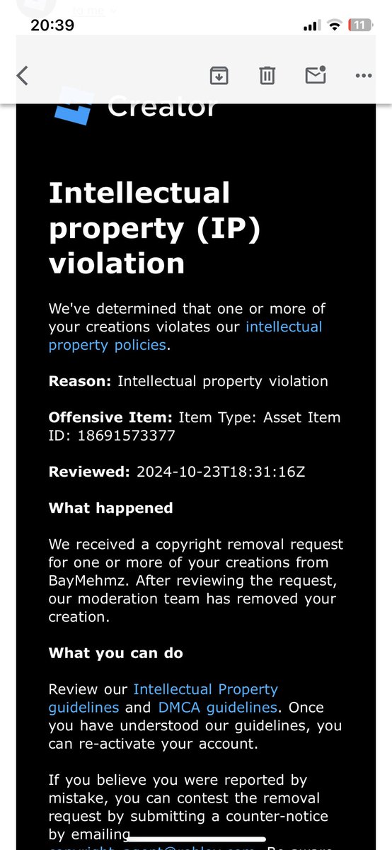 My 11th account’s deletion on the platform called “Roblox”. 
Beautiful how you can get suspended without doing anything, right?

<a href="/Roblox/">Roblox</a> fuck your moderation &amp; support team.