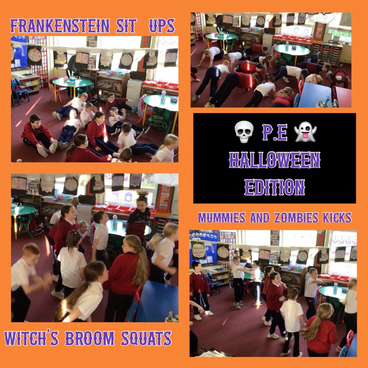 Mr_DevlinPS's tweet photo. Year 4 loved taking part in @coreni_corekids Halloween PE special today! 🎃👻 
@StOPPSBelfast @StOPPSPE https://t.co/vTtSN1ttve