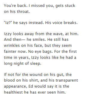 finally uploading by <a href="/edizzyzine/">Inventing Love</a> piece

ed finds izzy's ghost at the beach - they talk. it's sad. you know i love my good spoonful of angst

archiveofourown.org/works/59993098