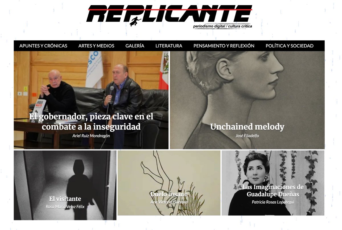 replicantemag's tweet photo. Replicante empezó en 2004 como revista impresa y en 2009 se volvió digital. Hemos publicado miles de artículos, ensayos, crónicas, cuentos y poemas, además de imágenes, de autores/as mexicanos y extranjeros. 1/3 https://t.co/4fXbt5ux6L