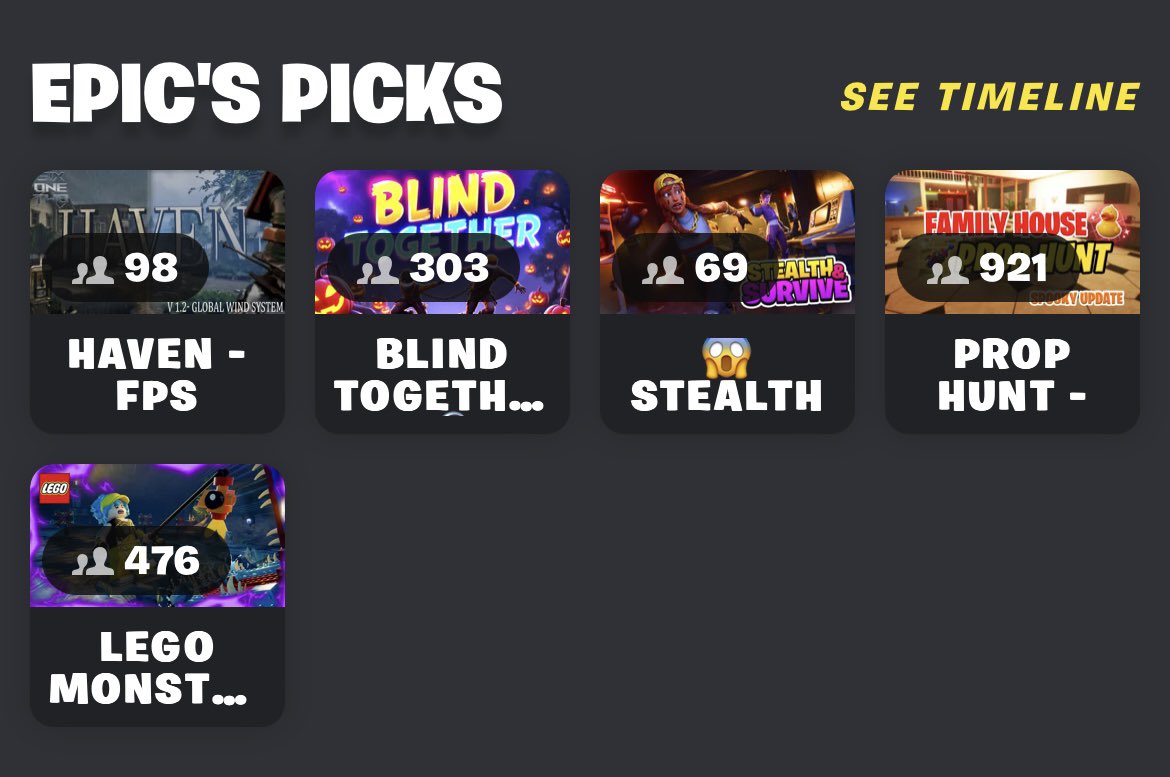 Our Halloween map ”BLIND TOGETHER” may not have made it to the Fortnitemares tab, but we’re thrilled to share that we’ve been featured in Epic’s Picks! 🎉 A huge thank you to everyone who’s been supporting us—we couldn’t have done it without you. Ready to jump in? #UEFN

Play