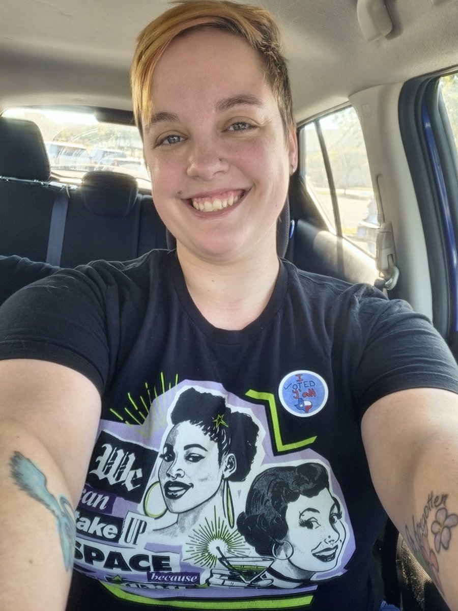 BraiCalhoun's tweet photo. Went out and early voted today with my Women's History month shirt on! Go out and vote please! #EarlyVoting https://t.co/4dJPEcx8xV