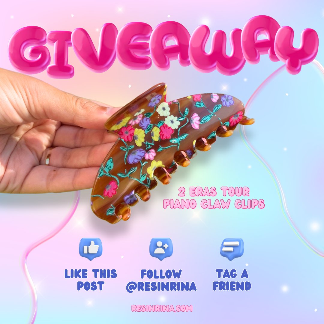 ResinRina's tweet photo. WE’RE GIVING AWAY 2 OF OUR ERAS TOUR PIANO CLAW CLIPS!!!💖

to enter:
👍🏻 like/retweet this post
✨ follow us
🗣️ tag a friend below

winners will be announced on october 30th!!!!! head to our instagram (@resinrina) for more chances to win 🫶🏻 https://t.co/Yt8VPWmFBh