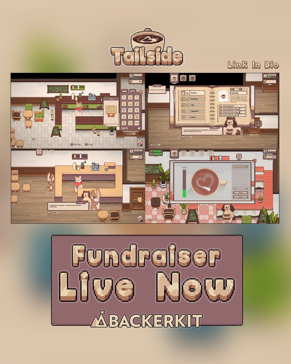 CoffeeBeansDev's tweet image. The fundraiser is now live! 🦊☕

After a year of hard work, from the initial idea to the demo, I'm ready to take Tailside to the next level. This fundraiser will help cover development costs until the Early Access launch, which also helps keep the expenses and pledge tiers as…