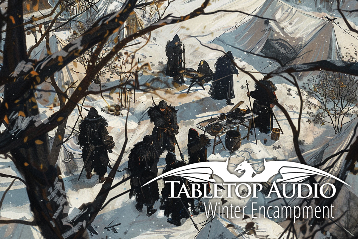 New Ambience: "Winter Encampment" is out of sneak-peek and live on tabletopaudio.com                   

Patreon patrons receive 4 additional versions. Thank you all for your support! - Tim                    

#rpg #ttrpg #dnd #boardgames