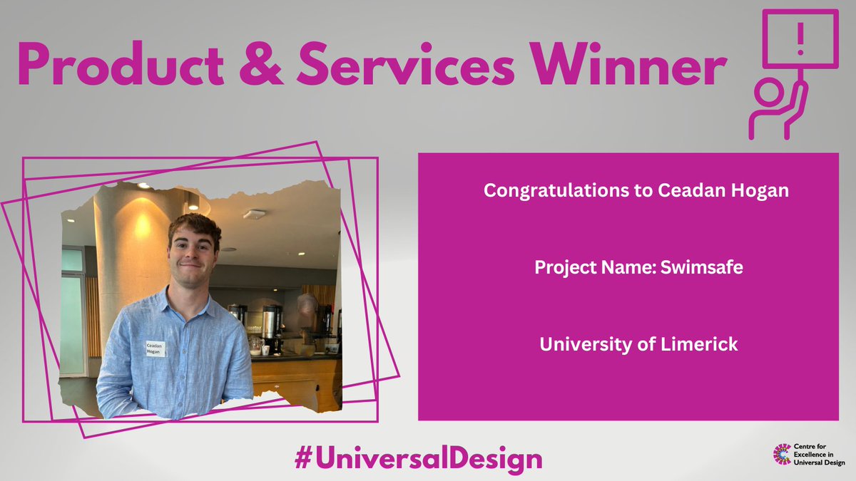 CEUD_NDA's tweet photo. Congratulations to Ceadan Hogan from @UL. Winner of the Product/Services Award. #UniversalDesign #UDGC https://t.co/zz7xXZgwRz