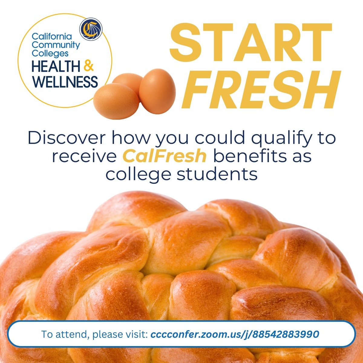 ccchealthwell's tweet photo. CalFresh 101 Webinar – Join Us!

We’re teaming up with the Center for Healthy Communities for a CalFresh 101 training—ideal for college students or anyone needing a refresher!

Date: November 13, 2024
Time: 9:00 - 10:15 A.M.

Join us at: https://t.co/TnMazGIuKp https://t.co/JZItgbzQTO