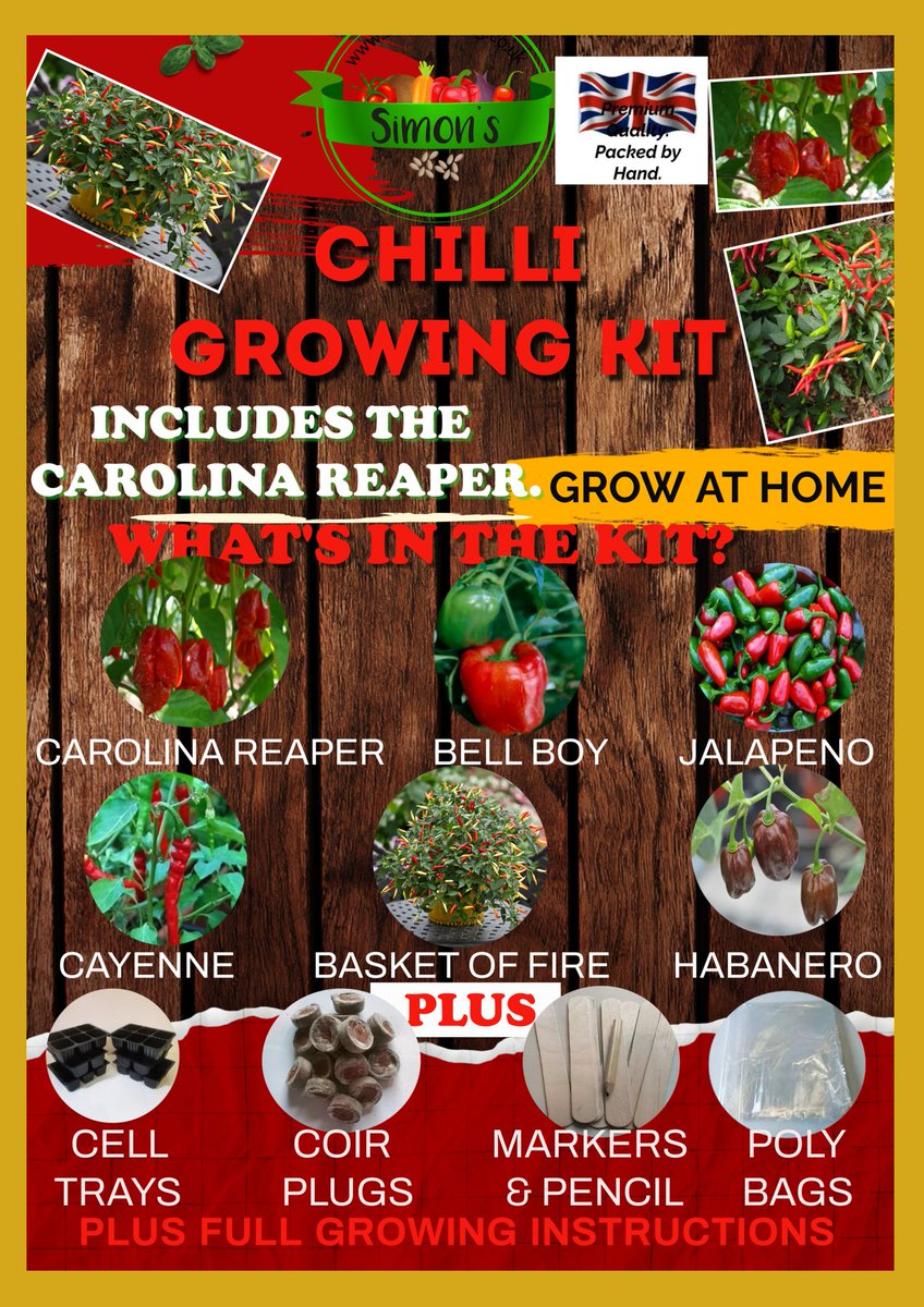 SimonsSeeds's tweet photo. Sorry I have not been posting. Family stuff. Our Chilli Growing Kit is now proving popular as a gift for gardeners or would be gardeners. https://t.co/CumpSuBdUF #LincsConnect #growingkits #bespokegifts #giftsforgardeners #giftsforhim #giftsforher #giftshop https://t.co/yCLWPNRNtm