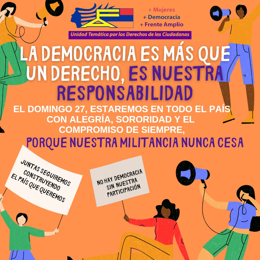 Para ganar hay que estar y para nosotras la militancia nunca cesa. <a href="/Frente_Amplio/">Frente Amplio</a> <a href="/OrsiYamandu/">Yamandú Orsi</a> <a href="/CosseCarolina/">Carolina Cosse</a> <a href="/FA_SanJose/">Frente Amplio San José</a> <a href="/FrentePaysandu/">Frente Amplio Paysandú</a> <a href="/Lavalleja_FA/">Frente Amplio Lavalleja</a> <a href="/FAMontevideo/">Frente Amplio Montevideo</a> <a href="/FaCanelones/">FA Canelones</a> <a href="/CasaGrande_FA/">Casa Grande - FA</a> <a href="/PVP_Espacio567/">PVP | Espacio 567 | Frente Amplio</a> <a href="/FRenovadorauy/">Fuerza Renovadora Frente Amplio 🇺🇾</a> <a href="/PocitosalFrente/">POCITOS al FRENTE</a> <a href="/CGeneroFMaldo/">Mujeres FA Maldonado</a> <a href="/CanariasFa/">MujeresCanariasFA</a> <a href="/FA_SanJose/">Frente Amplio San José</a>