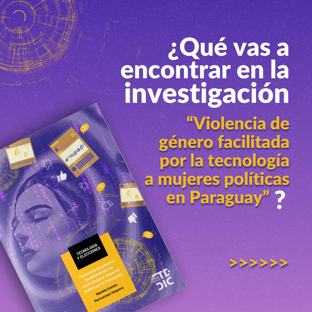 🔎Exploramos la violencia de género facilitada por la tecnología contra mujeres políticas en Paraguay.
🔸 8 tipos de violencia digital identificados.
🔸 12 tipos de agresores clasificados.
🔸 Testimonios de mujeres políticas del Ejecutivo, Legislativo y Judicial.