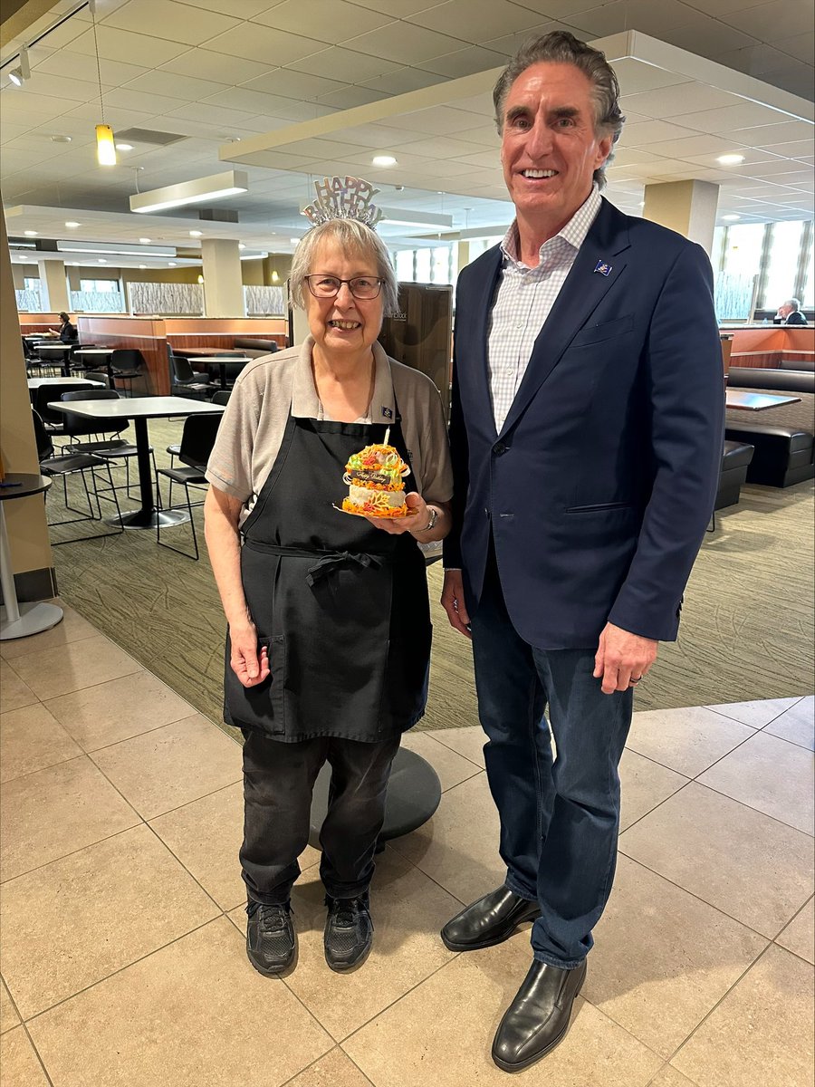 Happy 75th Birthday to a State Capitol icon, Loretta Boehm! Loretta has worked in the Capitol Café for an incredible 55 years, greeting everyone who comes through the cafeteria with warmth and kindness. She exemplifies hard work and North Dakota nice, and we're deeply grateful