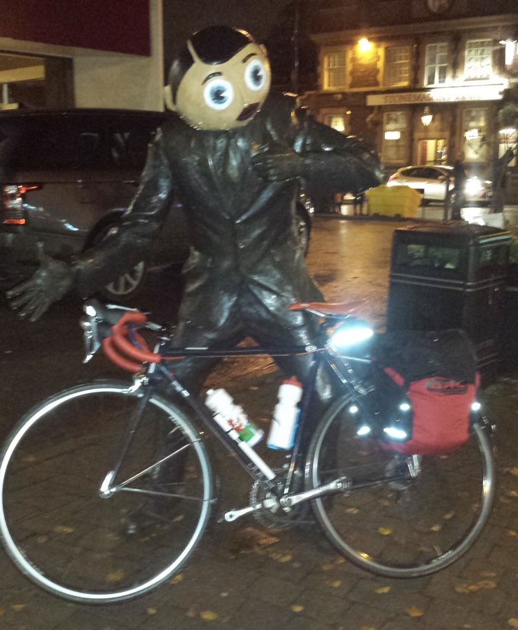 How about a picture of a leather clad Frank Sidebottom about to go for a ride?