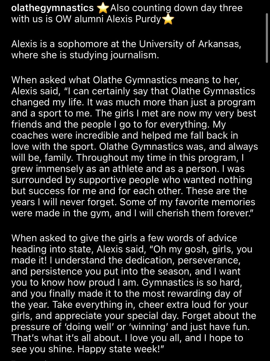 ⭐️ Also helping us count day day three until state is OW alumni Alexis Purdy ⭐️