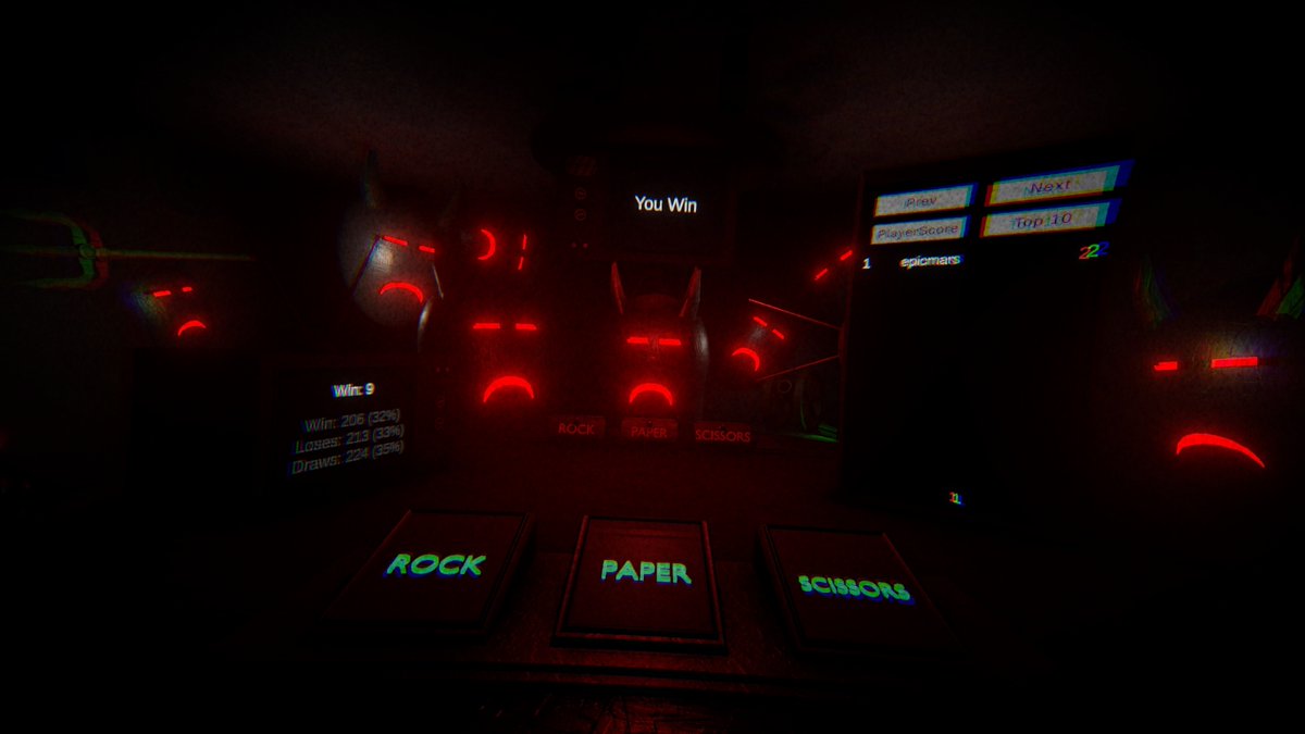 Rock Paper Scissors - The Final Match, Released On Steam!!

store.steampowered.com/app/3252390/Ro…

#IndieGame #HorrorGame #RockPaperScissors #GameDev #IndieDev