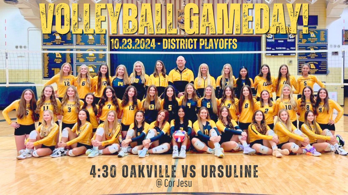 GAMEDAY!
The Tigers head to Cor Jesu for their District Playoff against Ursuline Academy!
First Serve happens at 4:30

<a href="/OHS_Tigers/">Oakville High School</a> <a href="/BCzuppon/">Becky Czuppon, OHS A.D.</a>