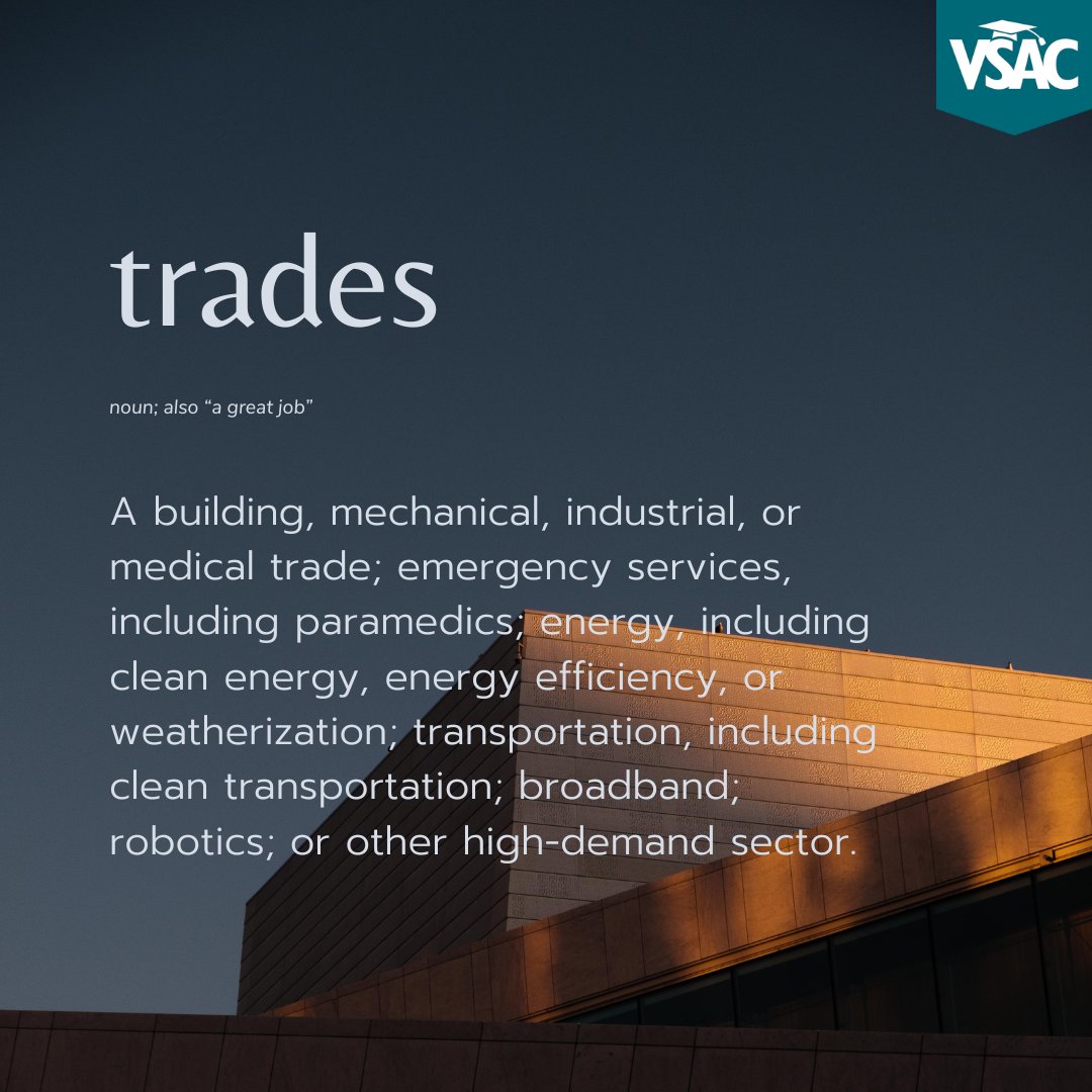 Are you or someone you know looking for a career that's hands-on and rewarding? With many  job sectors facing a shortage of qualified workers, training in the trades will  be in high demand. Learn more about a career in the trades,  tuition free: vsac.org/pursue-career-….