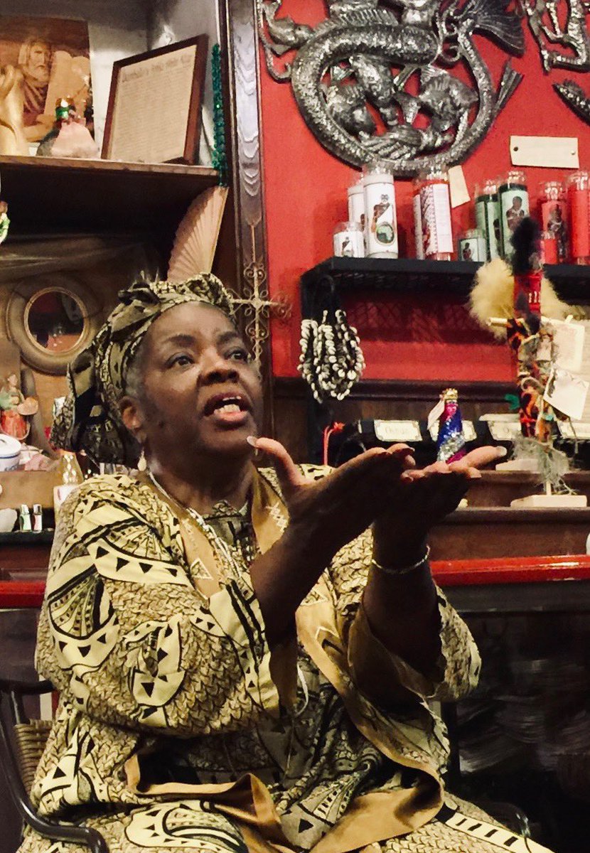 NOLAVOODOOFEST's tweet photo. Please join us at Voodoo Authentica for the 26th Free VOODOOFEST, 10/31, 1-7 PM! 🎃

4:30 PM: Chief Priestess Luisah Teish, acclaimed author of Jambalaya &amp; other cherished works, leads songs honoring Eshu the Trickster, Oya the Lady of the Cemetery &amp; other Elders of the Night. https://t.co/2fGclUz6UV