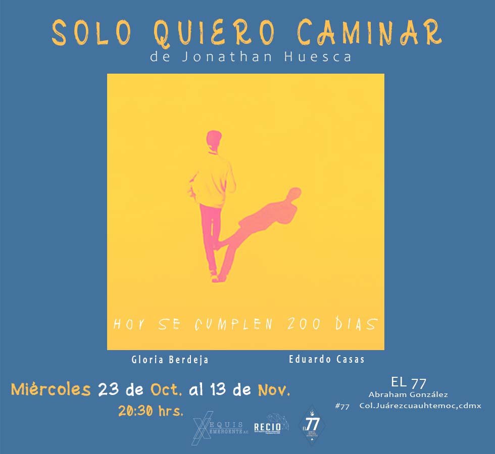 Hey! Tengo 5 pases dobles para el reestreno de SOLO QUIERO CAMINAR a las 20:30h en El 77. Quién dice yo? 
#gratis #Teatro #pases