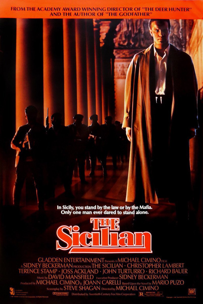 FilmNewsNos's tweet photo. 🎬MOVIE HISTORY: 37 years ago today, October 23, 1987, the movie ‘The Sicilian’ opened in theaters!
#ChristopherLambert #TerenceStamp #JossAckland #JohnTurturro #BarbaraSukowa #RichardBauer #GiuliaBoschi #RayMcAnally #BarryMiller #AndreasKatsulas #MichaelWincott #RamonBieri https://t.co/75AB2VNCut
