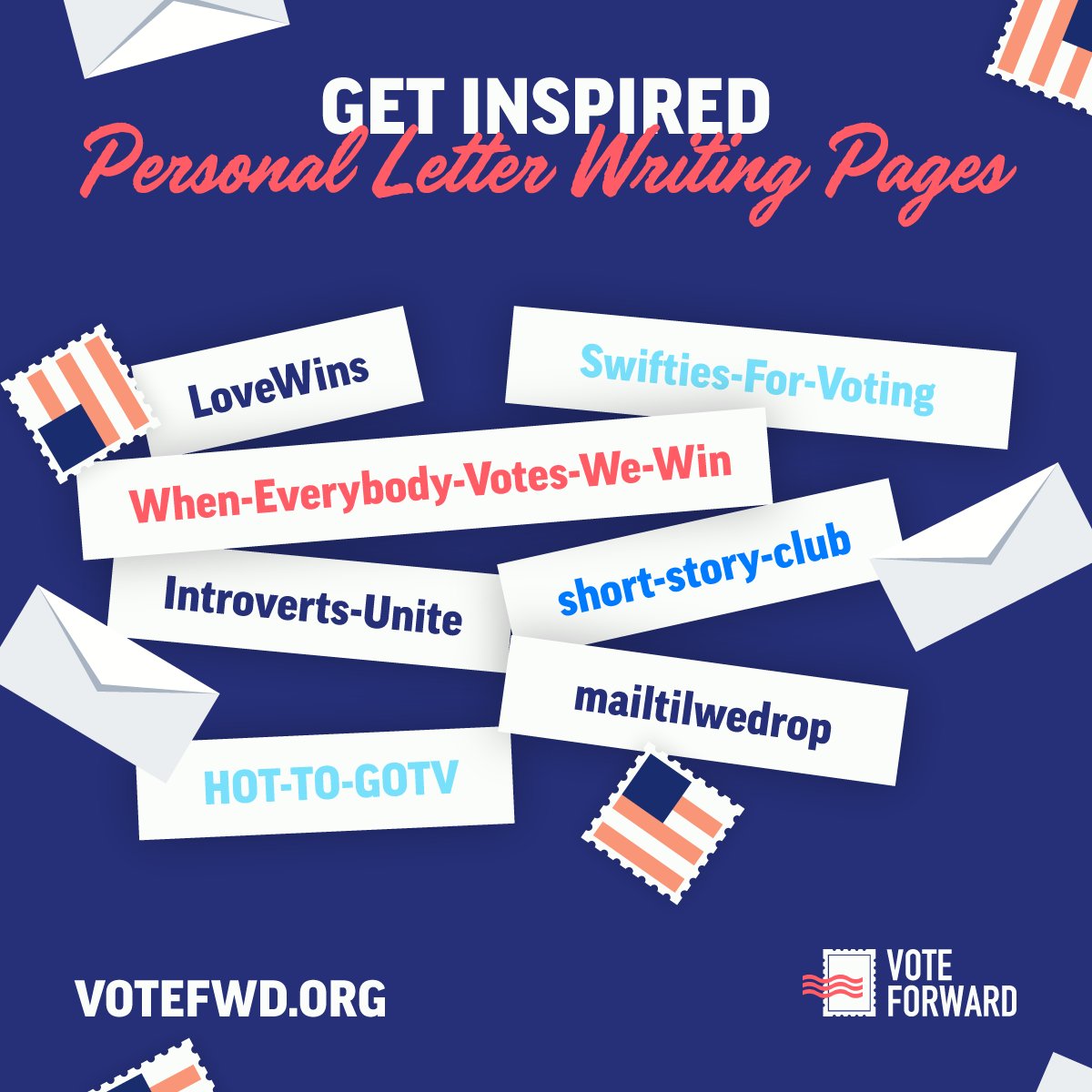 votefwd's tweet photo. Trying to reach your letter writing goal before the October 29 mail deadline? Set up your own personal letter writing page and recruit your friends and family to help you write: https://t.co/HGpBjSFvcY https://t.co/Pe3hrEtwEl