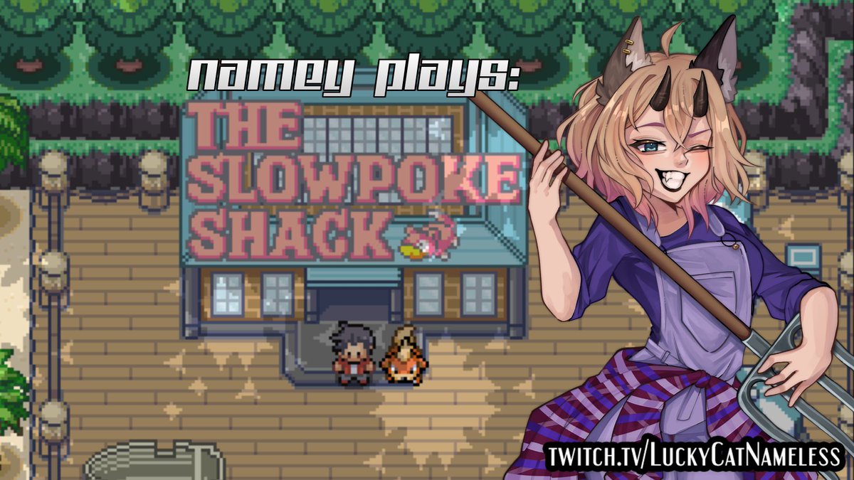 LuckyCatNamey's tweet photo. It's time to return to my roots, and by roots, i mean Pokemon, and by pokemon I mean actually a farming game.

I'm playing SLOWPOKE SHACK! 

And I made custom sprites for myself ;D

Hopefully I didn't forget something important ;D

Find me in my usual spot .;D https://t.co/auALjaBbmw